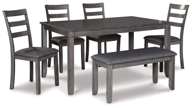 Violet Grey 6Pc Set (1 Rectangular Table + 4 Side Chairs + 1 Bench) - Lifestyle Furniture