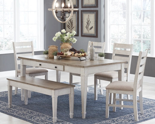 Willowton Dining Table With Storage + 4 chairs and 1 bench - Lifestyle Furniture