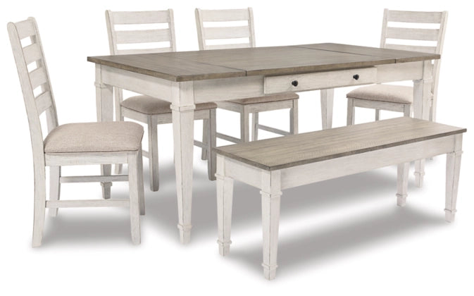 Willowton Dining Table With Storage + 4 chairs and 1 bench - Lifestyle Furniture