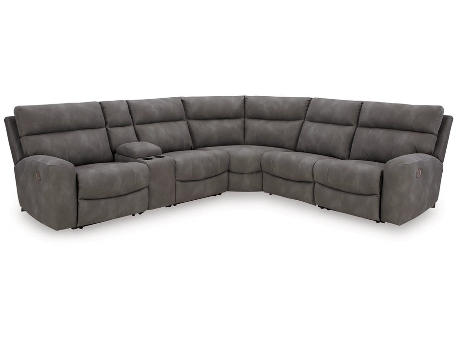 Dogan Slate 6-Piece Dual Power Reclining Modular Sectional with Console - Lifestyle Furniture