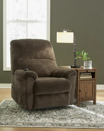 Shadow Chocolate Polyester Power Lift Recliner - Lifestyle Furniture