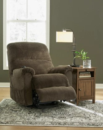 Shadow Chocolate Polyester Power Lift Recliner - Lifestyle Furniture