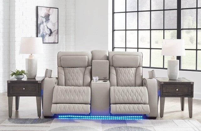 Lington Grey PWR REC Loveseat/CON/ADJ HDRST - Lifestyle Furniture