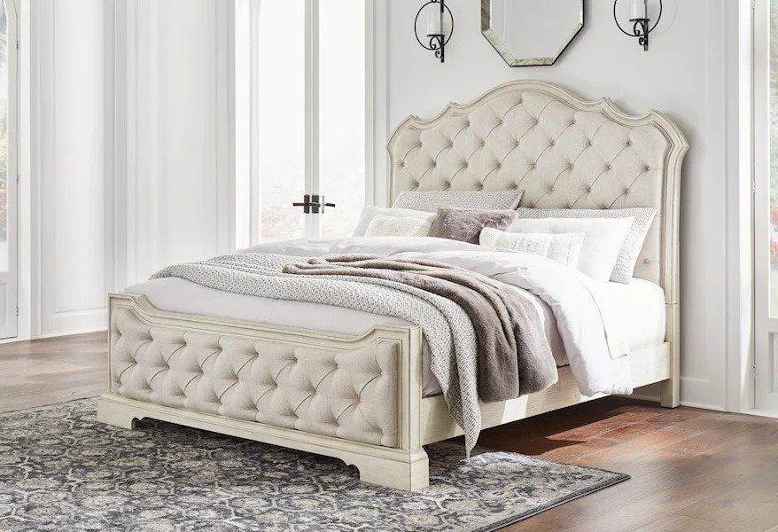 Larne Upholstered Bed With Dresser & Mirror - Lifestyle Furniture