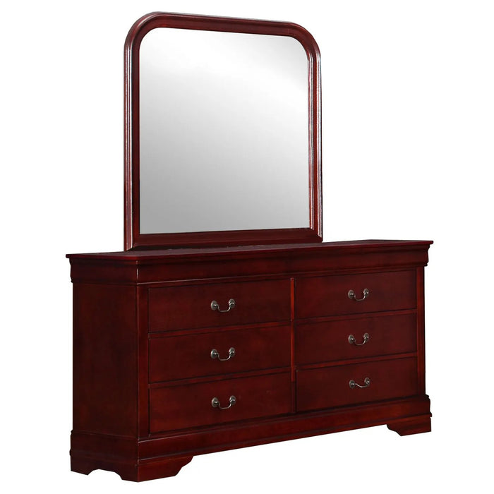 Louis Philippe Martini Cherry Bedroom with Dresser& Mirror - Lifestyle Furniture