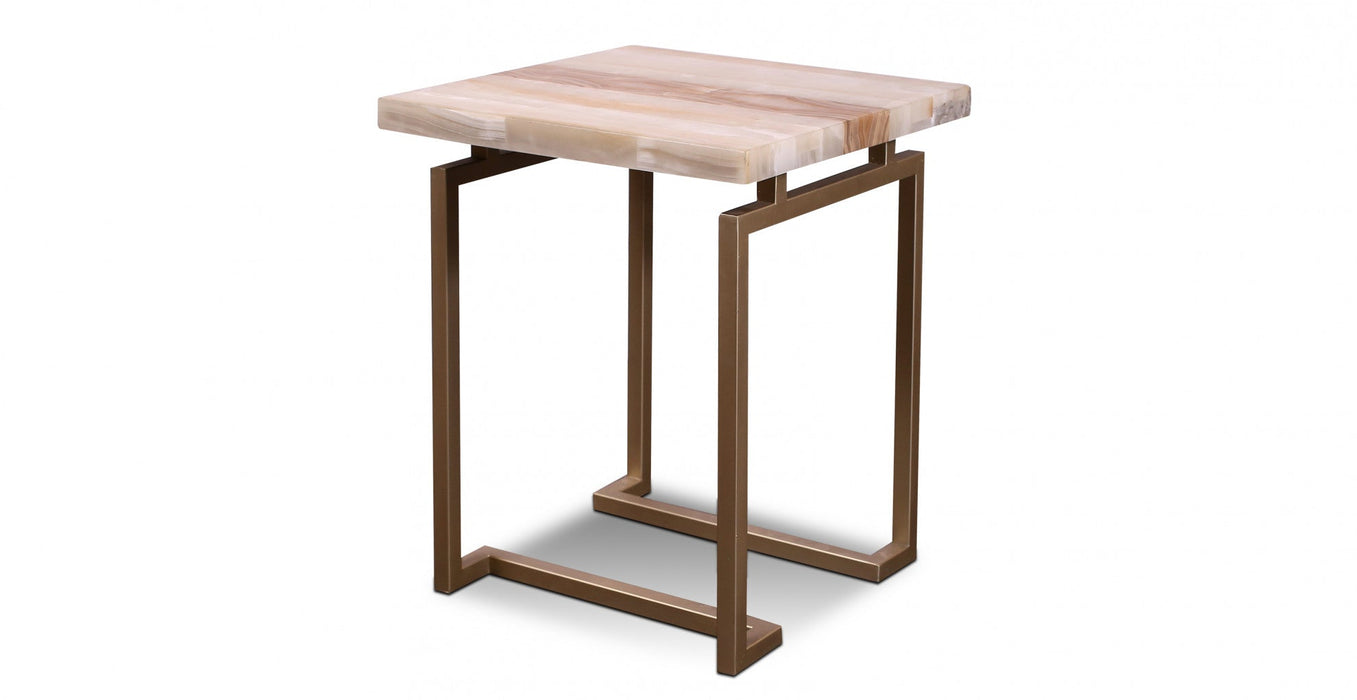 Add a casual, rustic touch to the living room with this single drawer end table. For a clean look, it features rounded corners, sleek metal legs and stylish arched aprons.