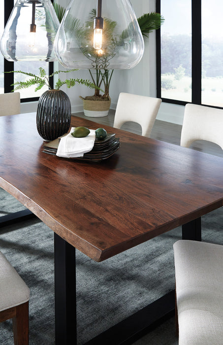 Sleek Iron Base and Wood Top Dining Table 70" - Lifestyle Furniture