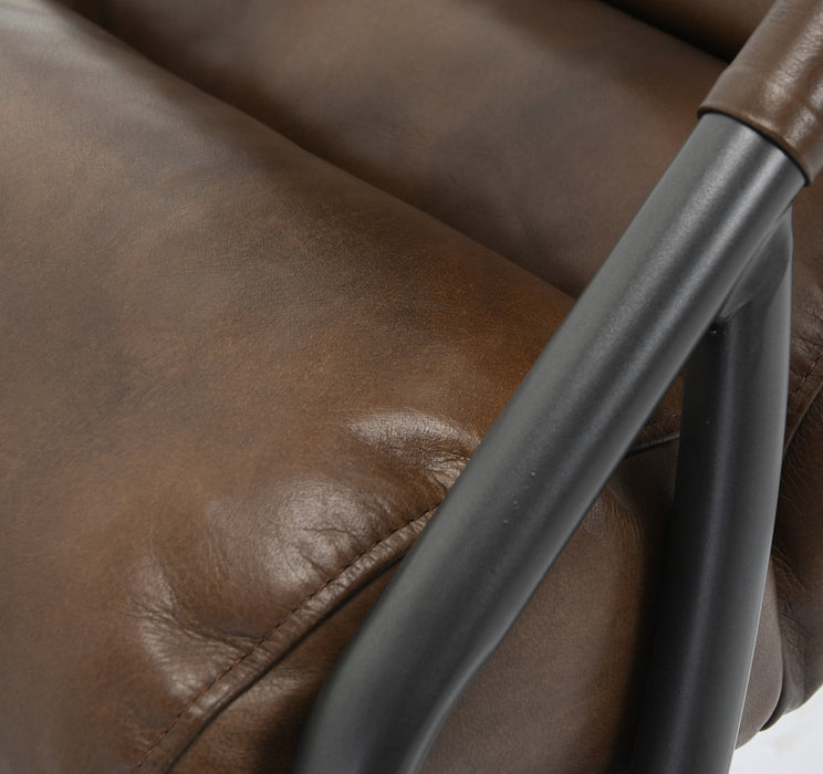 Jackson Accent Chair is juxtaposition of rustic, industrial pipe trusses and soft-lined, plush upholstery - Lifestyle Furniture