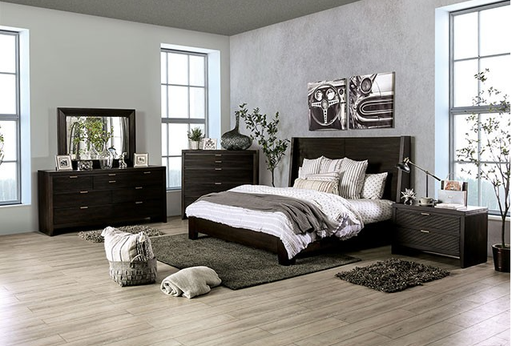 Upgrade your contemporary living space with the aesthetic and functionality of this Wingback bed. It is expertly crafted with dark walnut finished wood veneer, as well as solid wood, for durability and longevity - Lifestyle Furniture