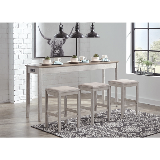 light tone wood Counter Table with 3 chairs - Lifestyle Furniture