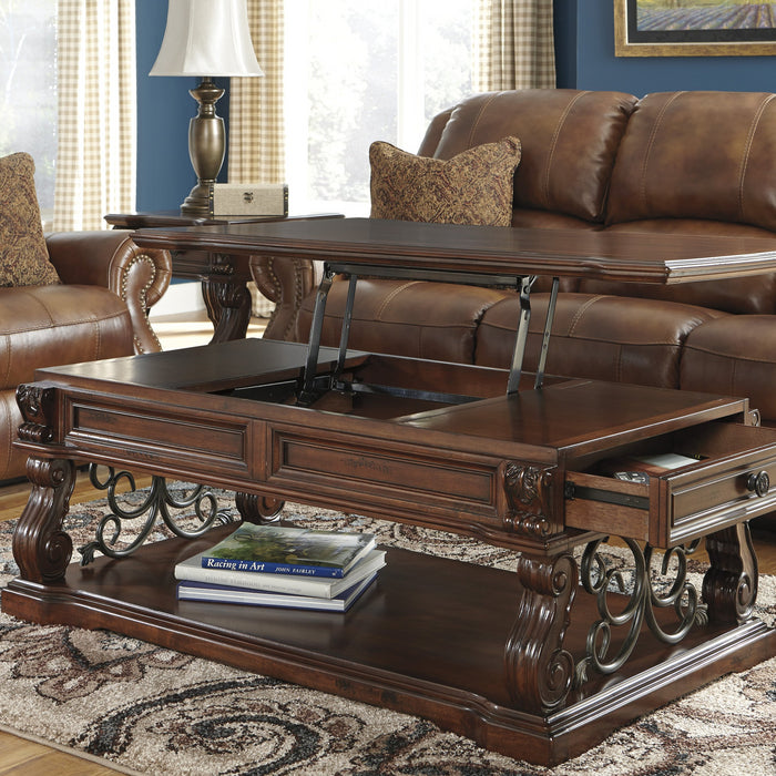 These tables feature convenient pull-out storage for cordless remote controls and magazines, as well as a power strip and the lift-top function for easy access to storage and outlets.