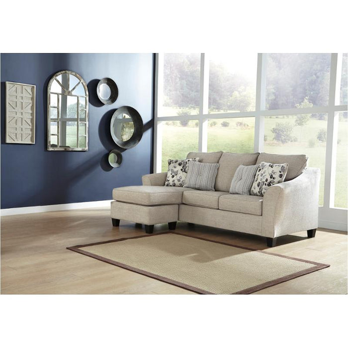 The Daisy collection is designed to be sleek, traditional and comfortable. The pieces are all constructed of polyester fabric sectionals over a sturdy wood frame topped with high-density foam cushions.