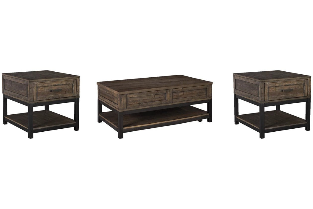 An elegantly distressed brown grain tops the tables with black metallic undersides to provide a perfect look for any room - Lifestyle Furniture