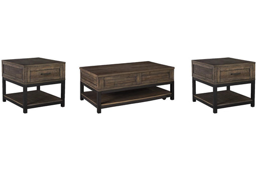 An elegantly distressed brown grain tops the tables with black metallic undersides to provide a perfect look for any room  - Lifestyle Furniture