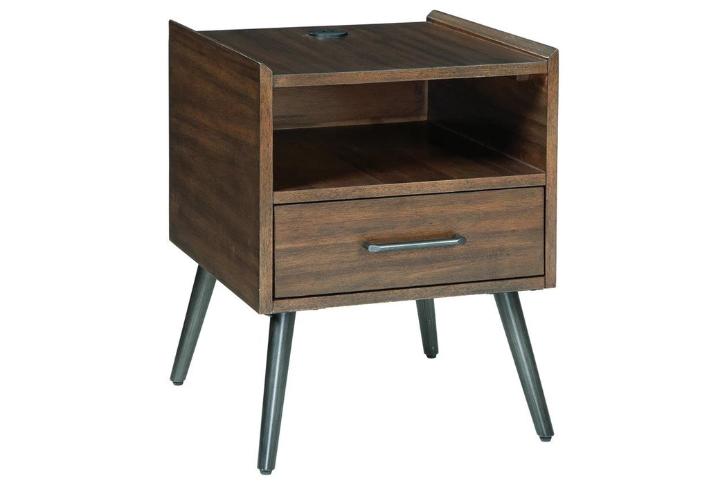 Each features tapered legs and a durable brown finish for a look that can blend in with a variety of decors - Lifestyle Furniture