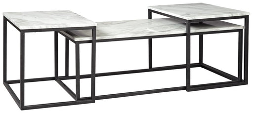 A trio of tables that doesn't compete for space, these occasional tables feature faux Carrera marble tops and shelves, supported by tubular metal frames with a black powder coated finish - Lifestyle Furniture