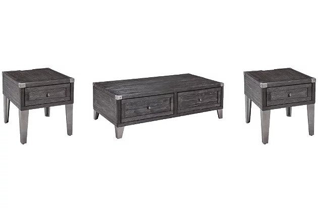 The Todoe 3-Piece Occasional Table Set is the perfect space saving tables for anyone. It includes an end table and two cocktail tables that can be arranged in any combination.