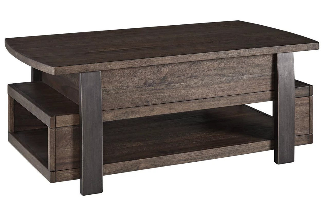 This end table features a lifted open-top and bottom shelf, with dark stained wood finish that blends well with any decor - Lifestyle Furniture