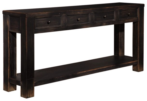 sofa table crafted from solid wood and finished with a weathered black finish - Lifestyle Furniture