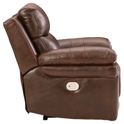 casual elegance brown leather recliner, controlled easily with a power button and smoothly recline to any position - Lifestyle Furniture