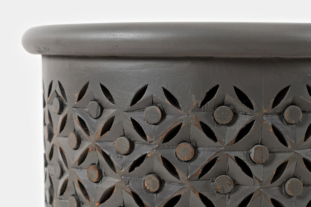 Rustic Grey Drum End Table - Lifestyle Furniture