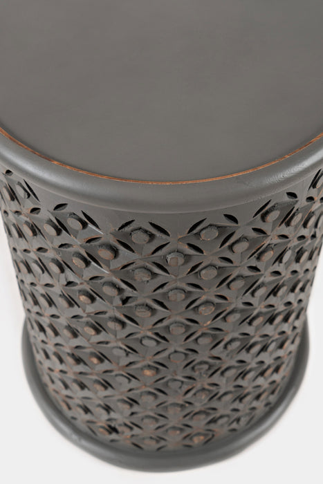 Rustic Grey Drum End Table - Lifestyle Furniture