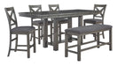Lawrence Grey 6Pc. Counter Height Table, 4 BarStools & Bench - Lifestyle Furniture