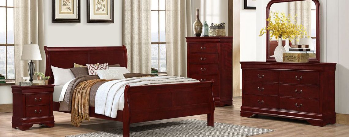 Louis Philippe Martini Cherry Bedroom with Dresser& Mirror - Lifestyle Furniture