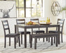 Violet Grey 6Pc Set (1 Rectangular Table + 4 Side Chairs + 1 Bench) - Lifestyle Furniture