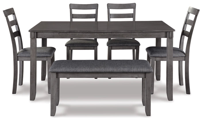 Violet Grey 6Pc Set (1 Rectangular Table + 4 Side Chairs + 1 Bench) - Lifestyle Furniture