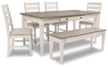 Willowton Dining Table With Storage + 4 chairs and 1 bench - Lifestyle Furniture
