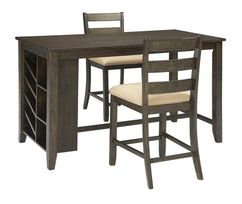 Dark Brown Finish 3 Piece Counter Height Dining Set - Lifestyle Furniture