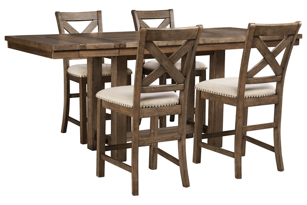 Lawrence Counter Height Table & 4 Counter Chairs - Lifestyle Furniture