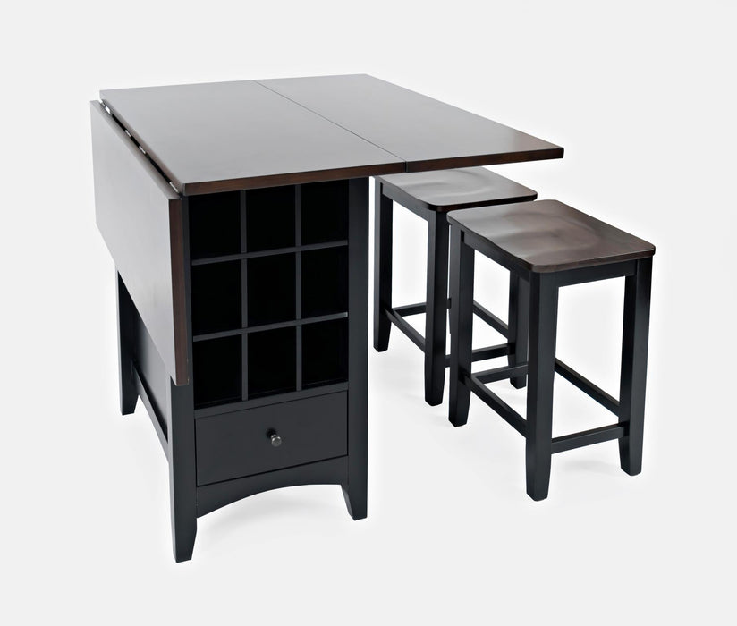 Small Drop Leaf Wood Dining Set in Black Finish - Lifestyle Furniture
