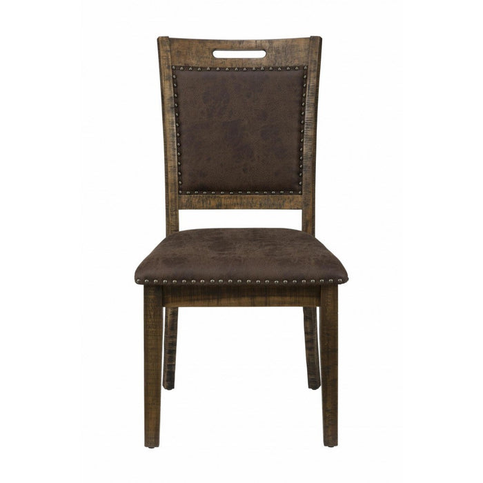 Pedestal Dining Set with Nailhead trim side chairs- Lifestyle Furniture