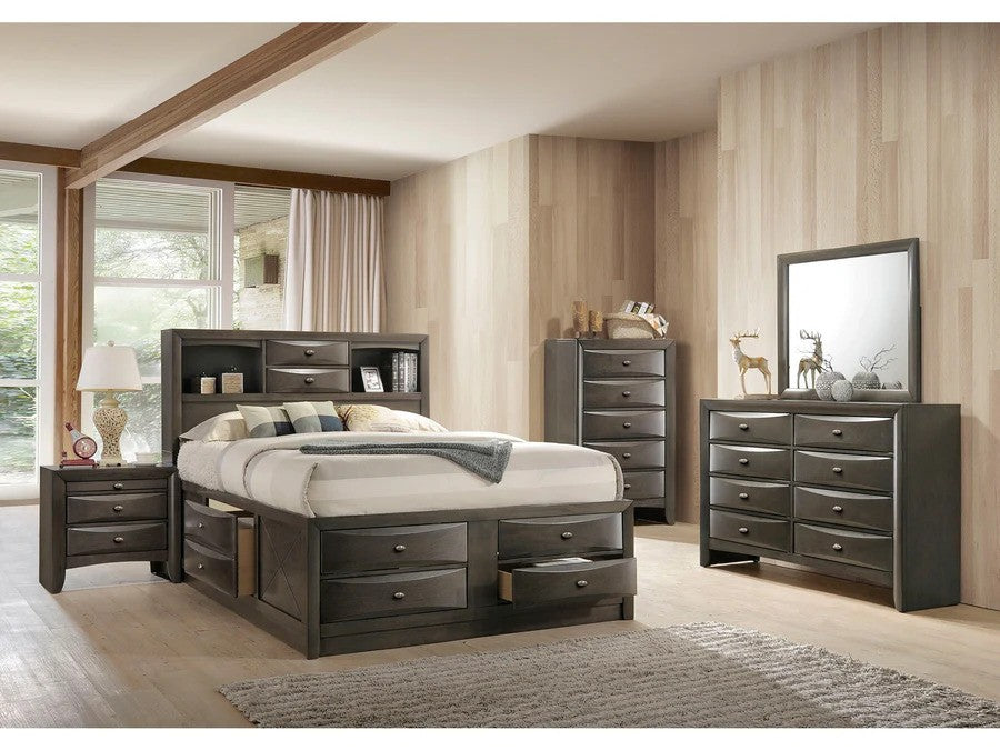 Zosimo Gray Storage Bed With Dresser & Mirror