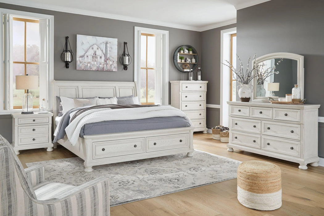 Ribbon Sleigh With Dresser & Mirror