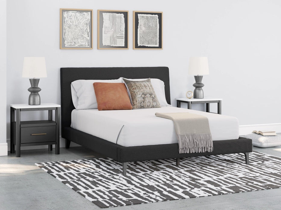 Cady Upholstered Bed With Dresser & Mirror