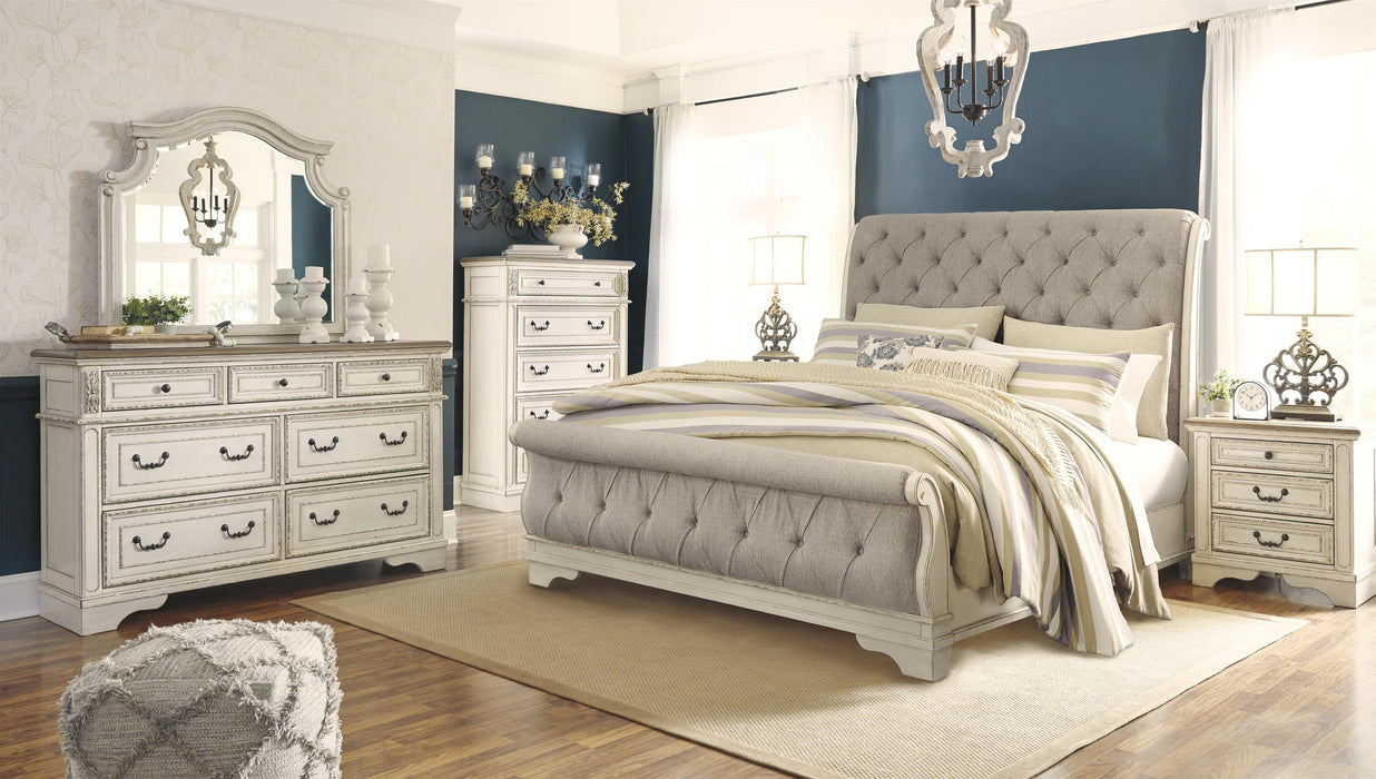 Napa Valley Sleigh Bed with Dresser & Mirror - Lifestyle Furniture