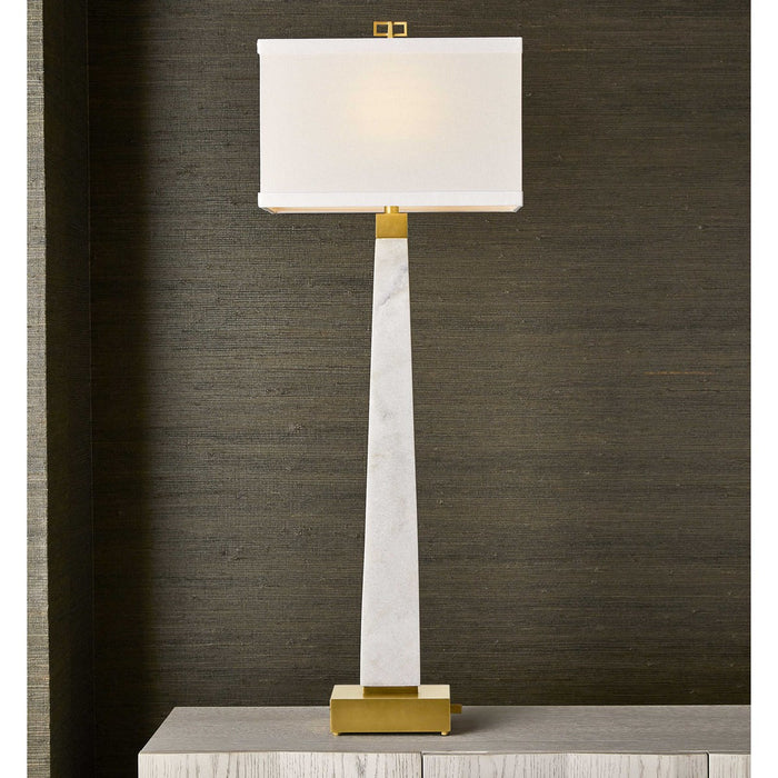 Spire Buffet Lamp White Marble/Brass - Lifestyle Furniture