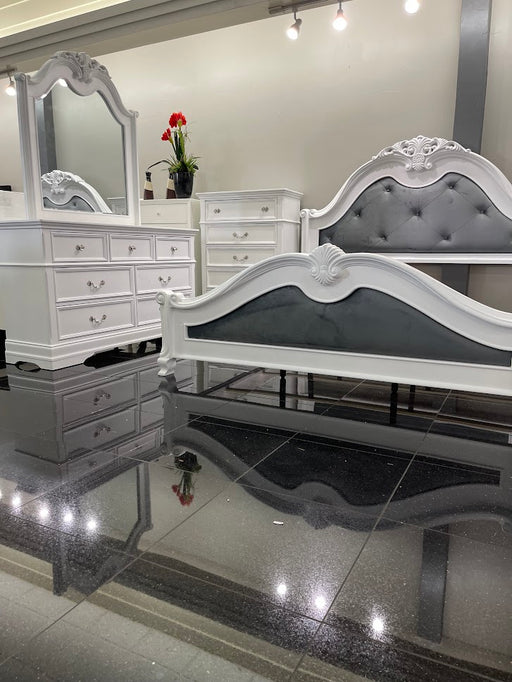 Boston White Bed with Dresser & Mirror - Lifestyle Furniture
