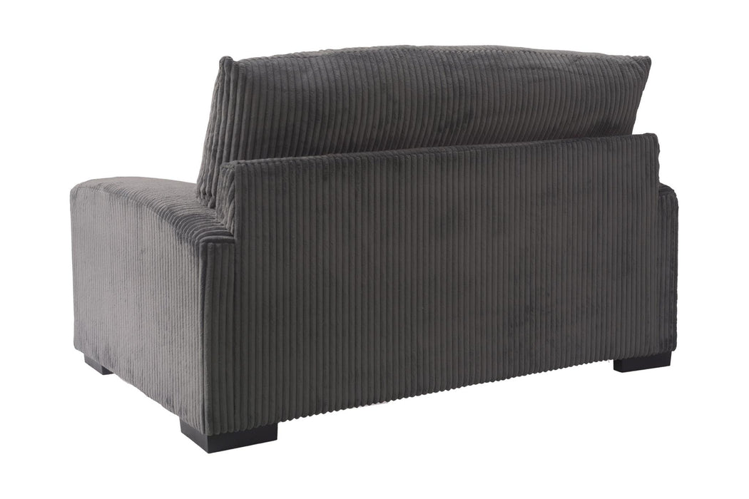 Crisp, modern style brings a fresh attitude to the living room with this microfiber upholstered sofa.
