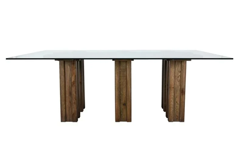 unique glass top Dining Table 86" - Lifestyle Furniture