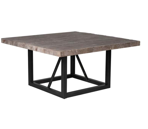 Rustic style 60" Square Dining Table in brown and black - Lifestyle Furniture