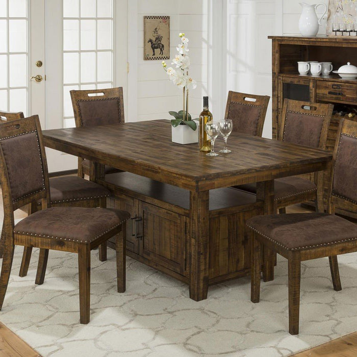 Pedestal Dining Set with Storage Table in Brown Finish - Lifestyle Furniture