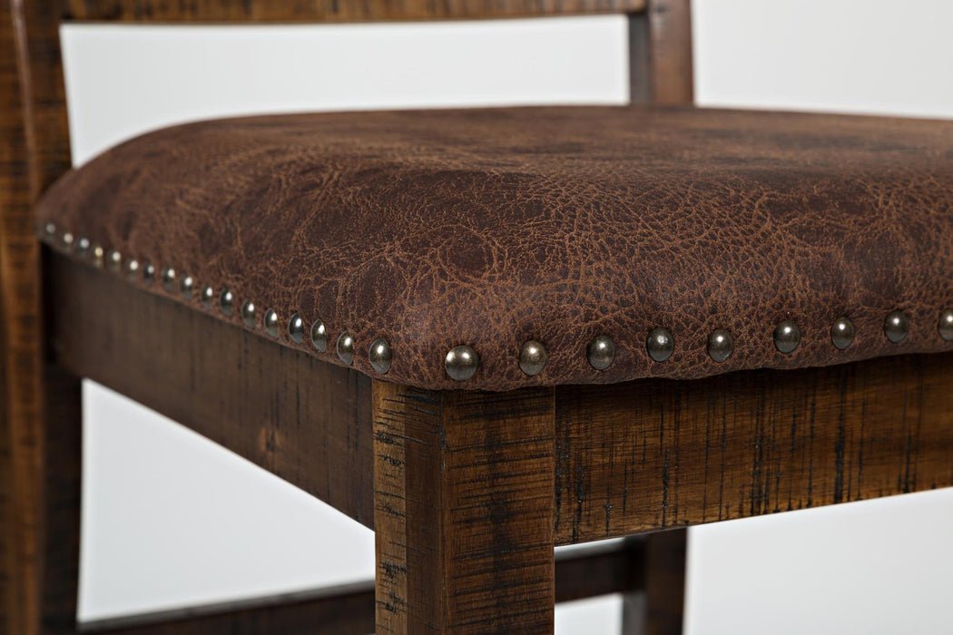 Dark Brown Counter Height Leather Upholstered Stool - Lifestyle Furniture