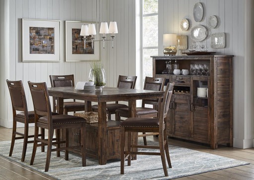 Brown Wood Counter Height Pedestal Dining Set - Lifestyle Furniture