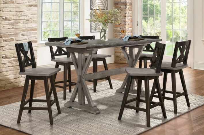 Fayette Counter Height Black/Grey - Lifestyle Furniture