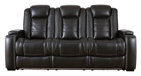 This reclining collection features a modern design, black finished recliner to match your living room's decor, and reclines with the touch of a button - Lifestyle Furniture