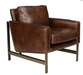 This brown contemporary chair features a deep cushion, metal base and high-density foam seat cushion for a vegan leather upholstery that's durable and easy to clean- Lifestyle Furniture